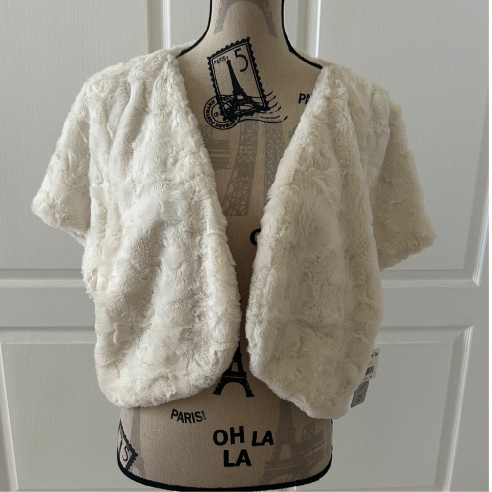 White Faux Fur Shrug
